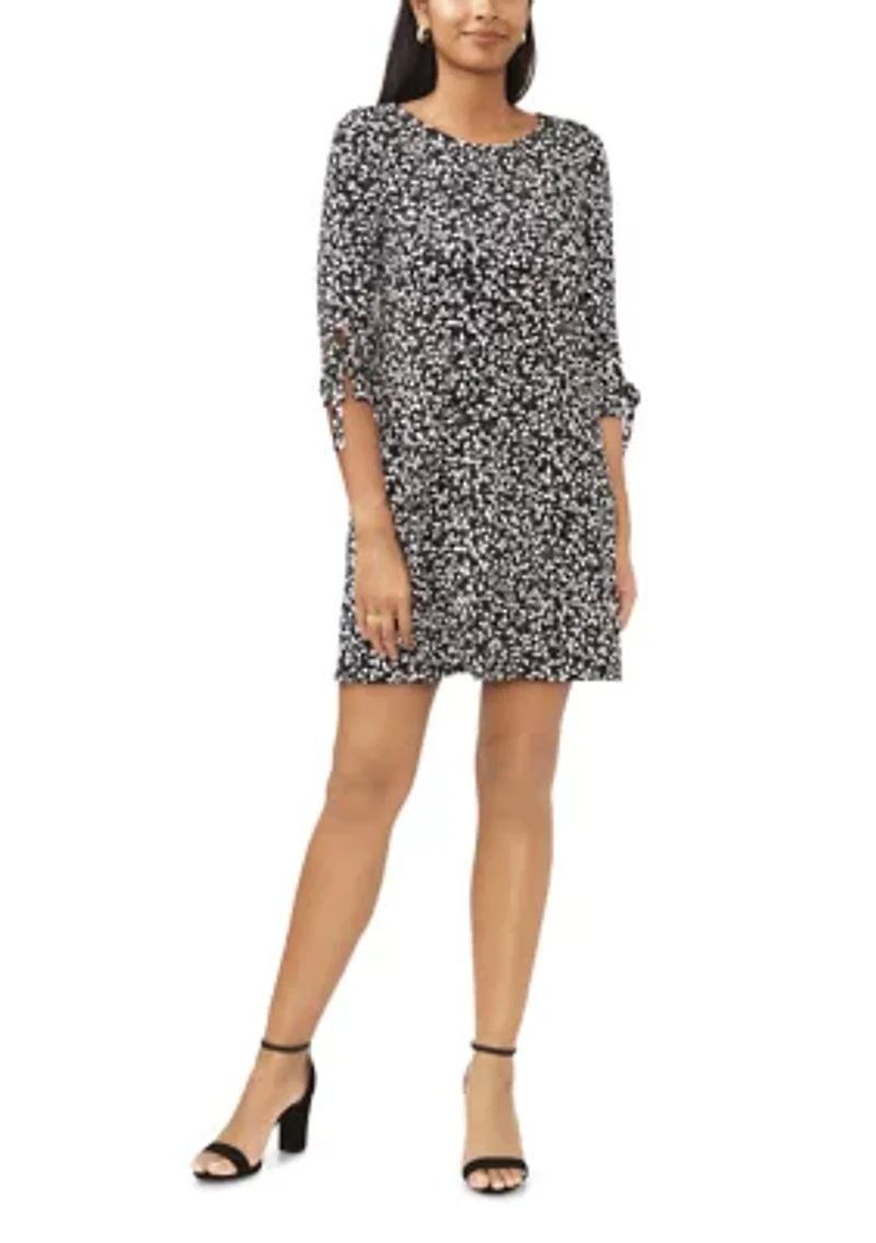 Women's Three-Quarter Sleeve Floral Print A-Line Dress