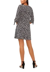 Women's Three-Quarter Sleeve Floral Print A-Line Dress