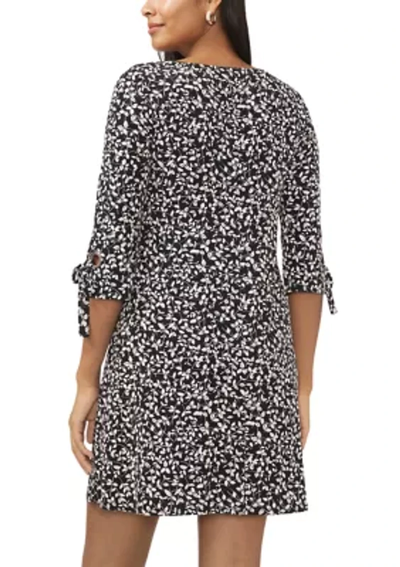 Women's Three-Quarter Sleeve Floral Print A-Line Dress