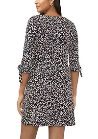 Women's Three-Quarter Sleeve Floral Print A-Line Dress