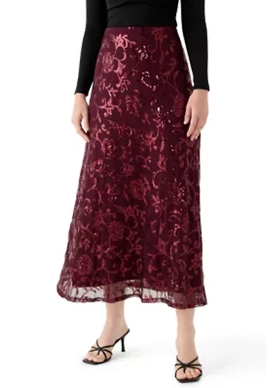 Women's Solid Mesh Maxi Skirt