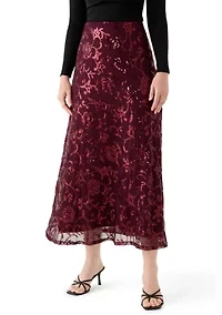 Women's Solid Mesh Maxi Skirt