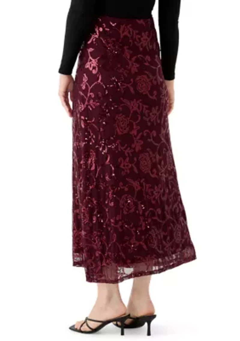 Women's Solid Mesh Maxi Skirt