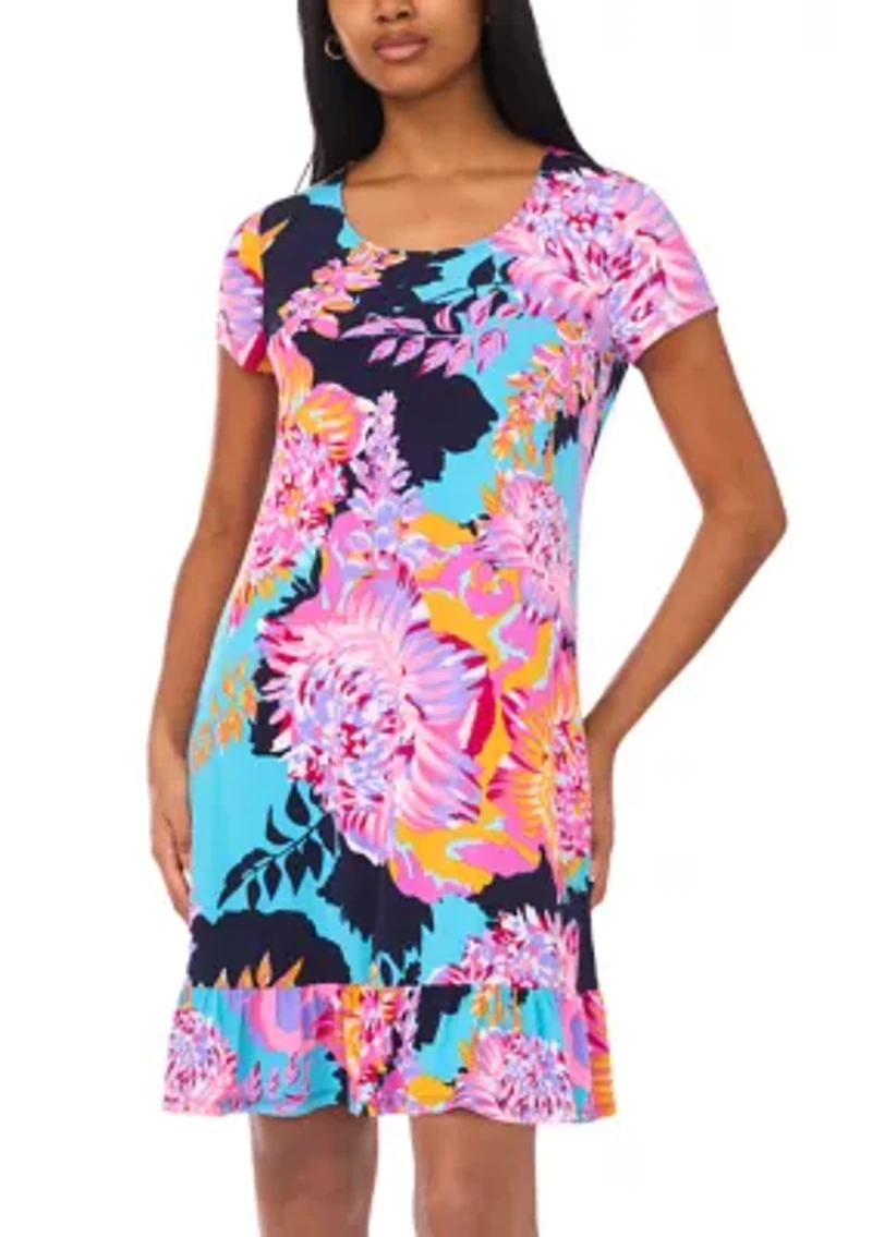 Women's Printed Flounce Mini Dress