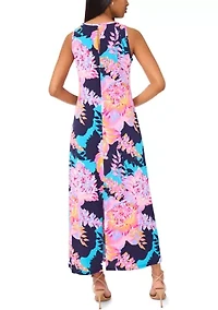 Women's Sleeveless Crew Neck Paisley Print Maxi Dress
