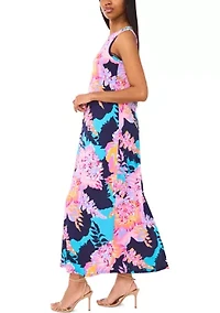 Women's Sleeveless Crew Neck Paisley Print Maxi Dress