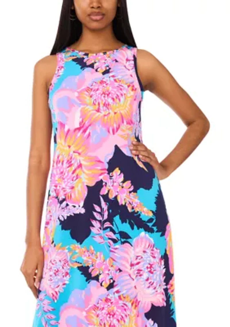 Women's Sleeveless Crew Neck Paisley Print Maxi Dress
