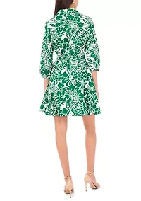 Women's 3/4 Sleeve Printed Shirtdress