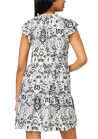Women's Sleeveless Printed Challis Babydoll Dress