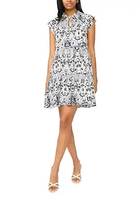 Women's Sleeveless Printed Challis Babydoll Dress