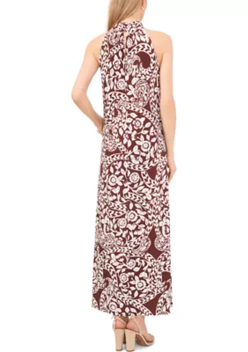 Women's Halter Neck Printed Midi Dress