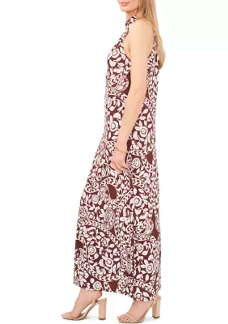 Women's Halter Neck Printed Midi Dress