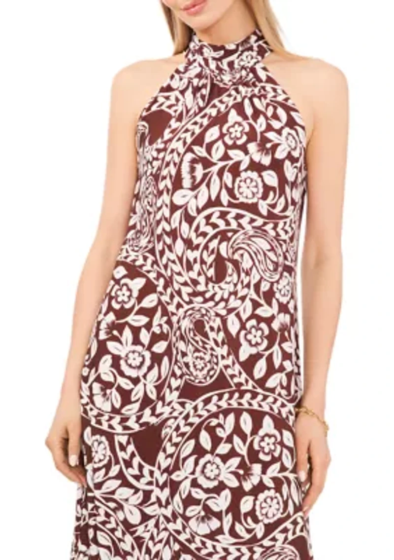 Women's Halter Neck Printed Midi Dress