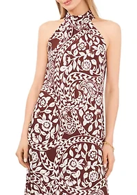 Women's Halter Neck Printed Midi Dress