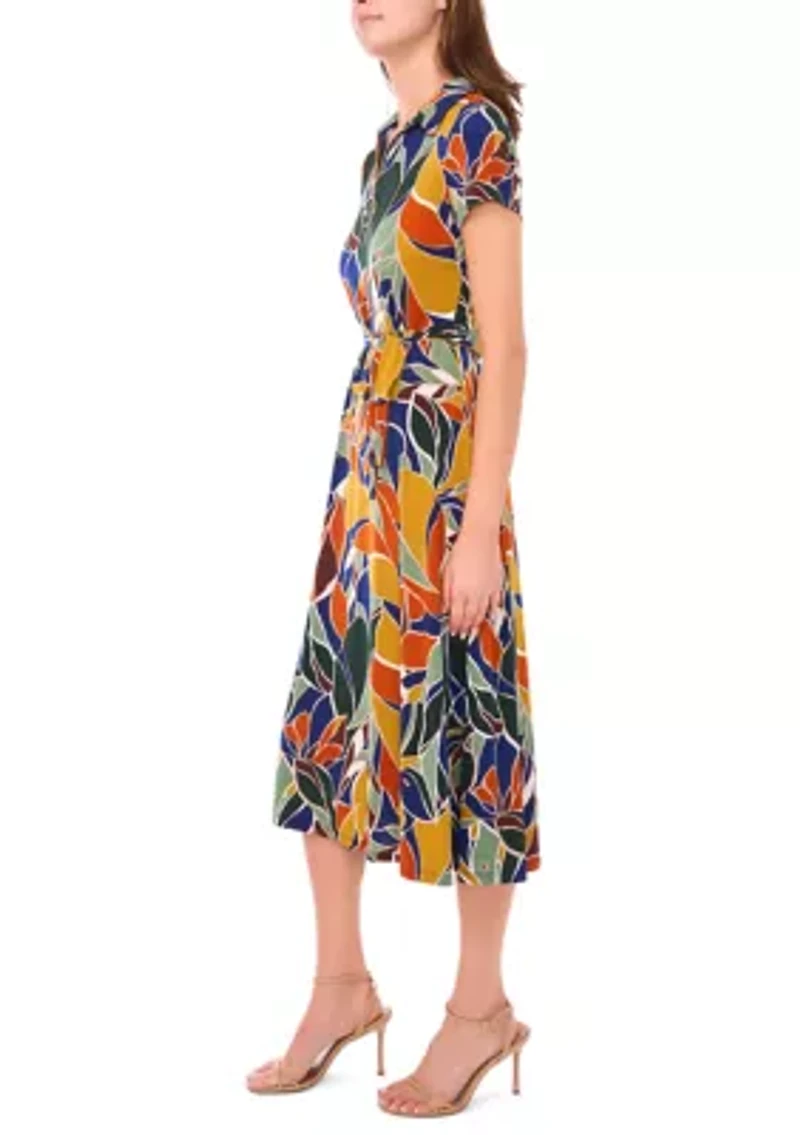 Women's O-Zip Midi Dress with Belt