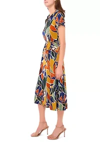 Women's O-Zip Midi Dress with Belt