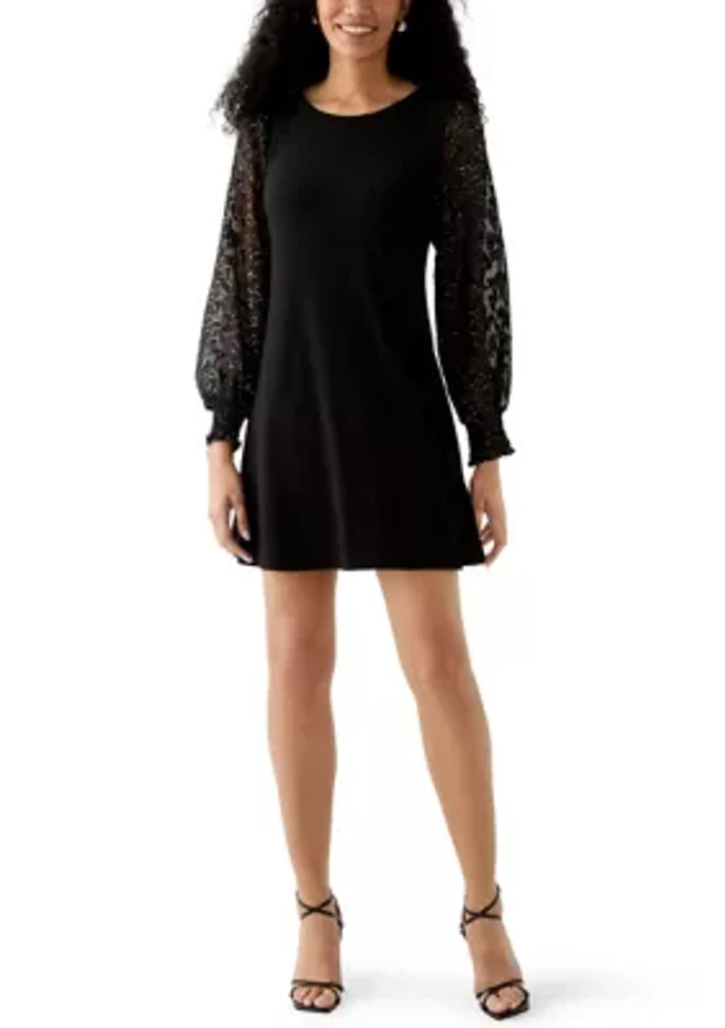 Women's Long Sleeve Crew Neck A-Line Dress