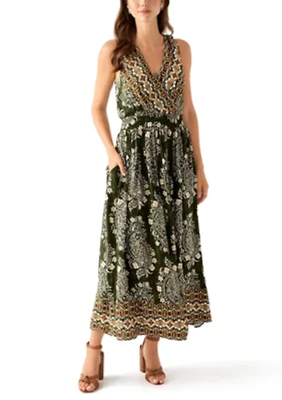 Women's Sleeveless V-Neck Paisley Print Maxi Dress