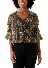 Women's Three-Quarter Shimmer Foil Top