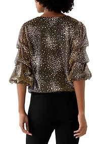 Women's Three-Quarter Shimmer Foil Top