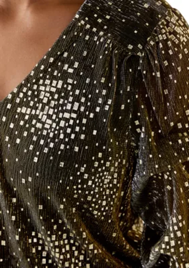 Women's Three-Quarter Shimmer Foil Top