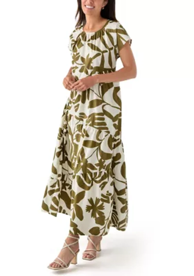 Women's Leaf Printed Maxi Dress