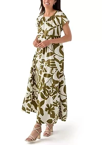 Women's Leaf Printed Maxi Dress