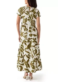 Women's Leaf Printed Maxi Dress