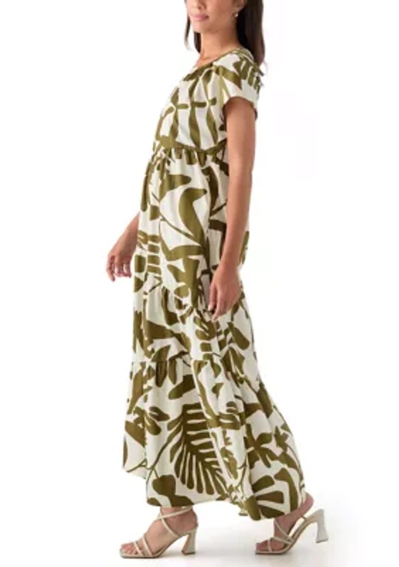 Women's Leaf Printed Maxi Dress