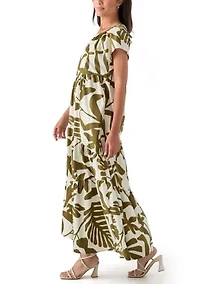 Women's Leaf Printed Maxi Dress