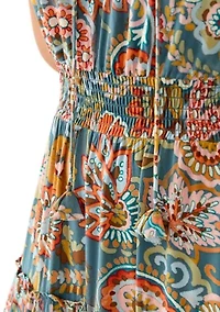 Women's Sleeveless Tie Neck Tiered Maxi Dress