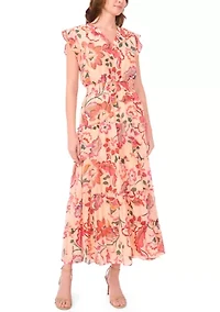 Women's Sleeveless Printed Chiffon A-Line Dress