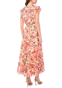 Women's Sleeveless Printed Chiffon A-Line Dress