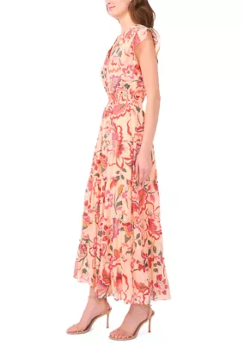 Women's Sleeveless Printed Chiffon A-Line Dress
