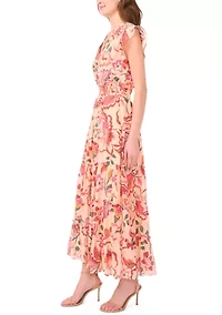Women's Sleeveless Printed Chiffon A-Line Dress