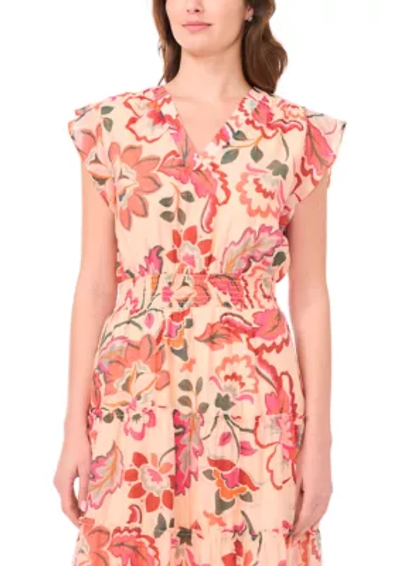 Women's Sleeveless Printed Chiffon A-Line Dress