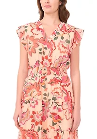 Women's Sleeveless Printed Chiffon A-Line Dress