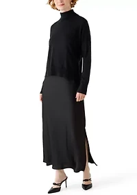 Women's Mock Neck Satin Sweater