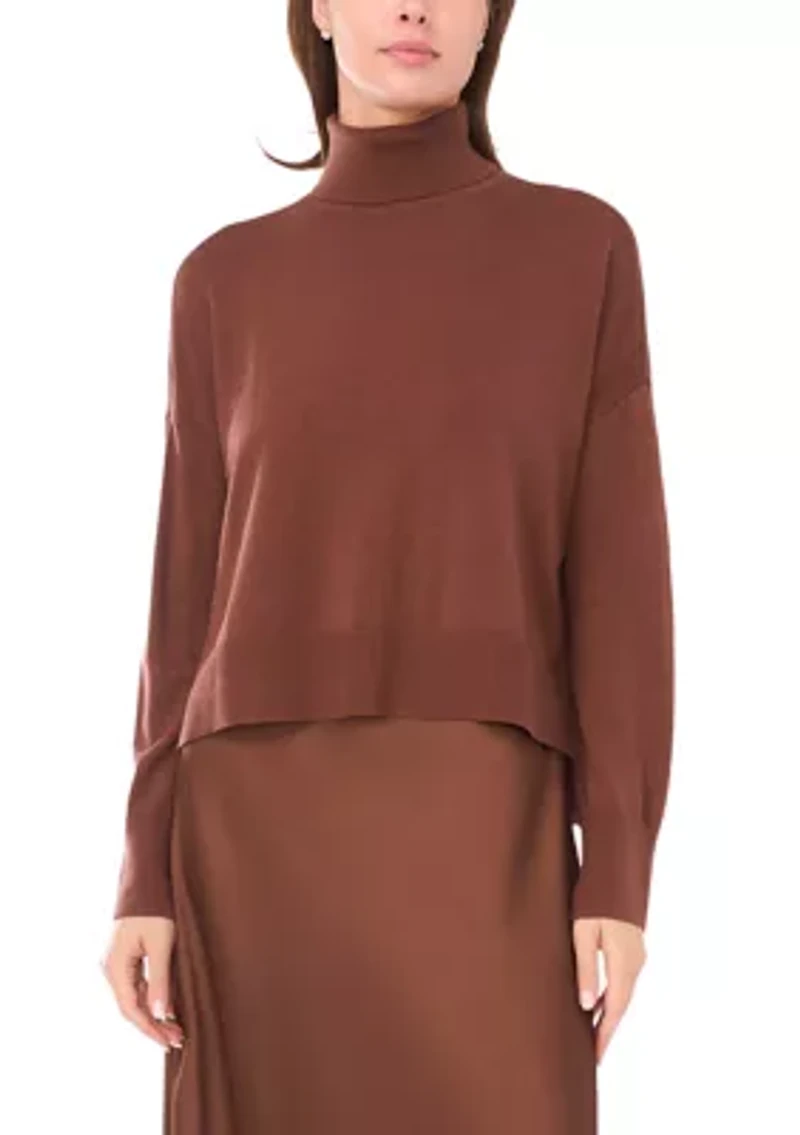 Women's Mock Neck Satin Sweater