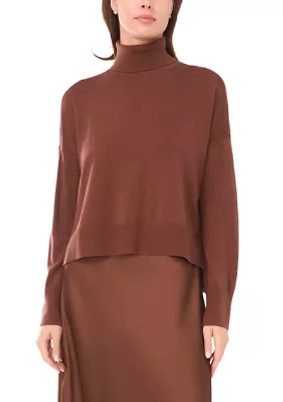 Women's Mock Neck Satin Sweater