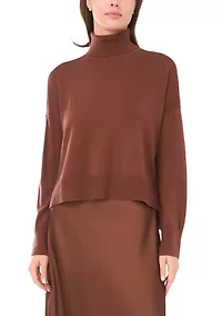 Women's Mock Neck Satin Sweater