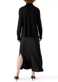 Women's Mock Neck Satin Sweater