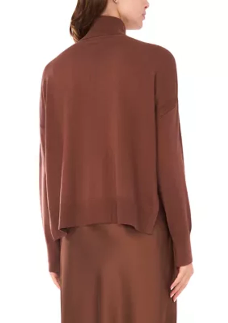 Women's Mock Neck Satin Sweater