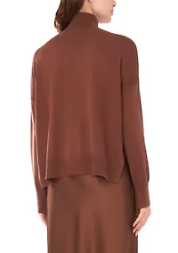 Women's Mock Neck Satin Sweater