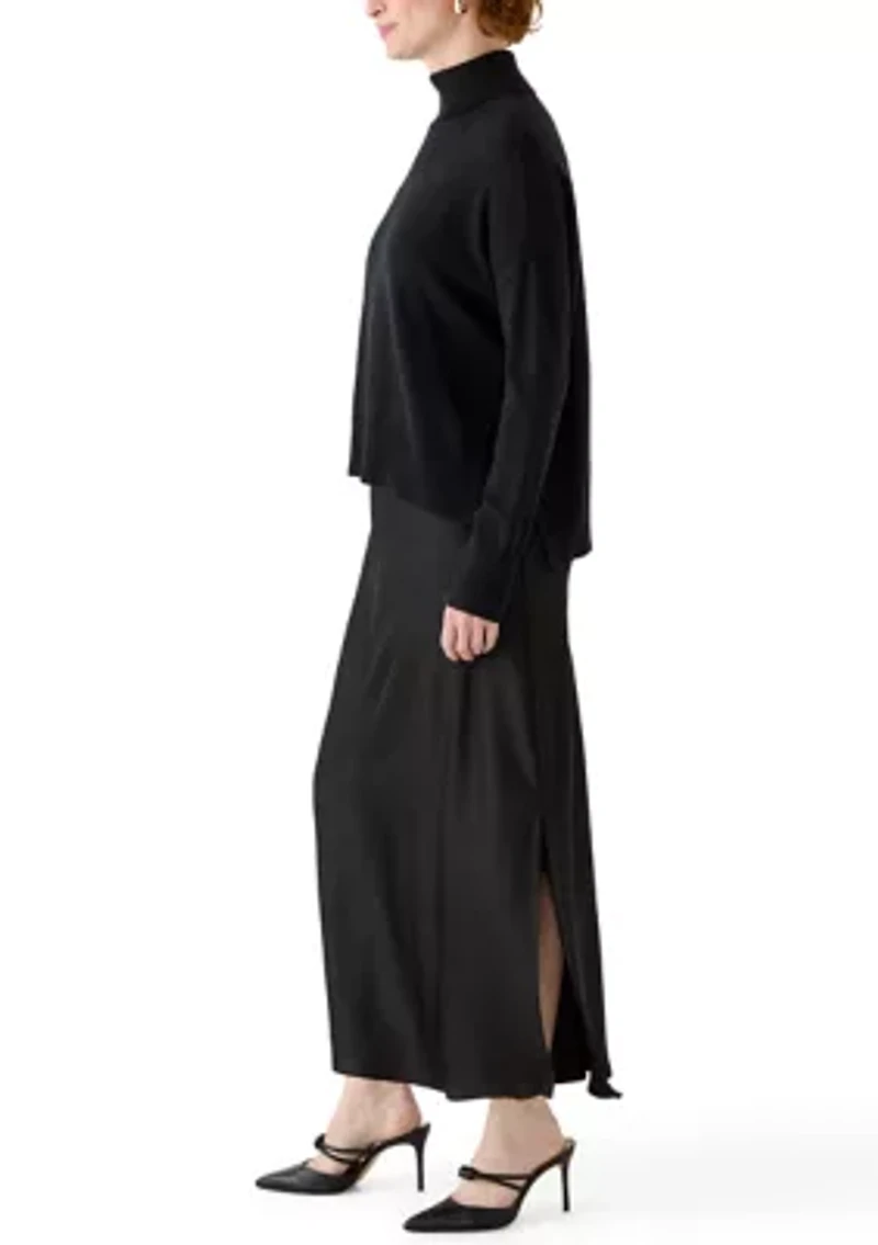 Women's Mock Neck Satin Sweater