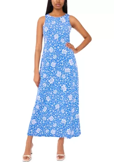 Women's Sleeveless Crew Neck Printed Maxi Dress