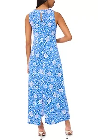 Women's Sleeveless Crew Neck Printed Maxi Dress