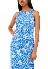 Women's Sleeveless Crew Neck Printed Maxi Dress