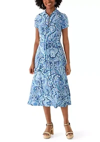 Women's Short Sleeve Zip Up Dress