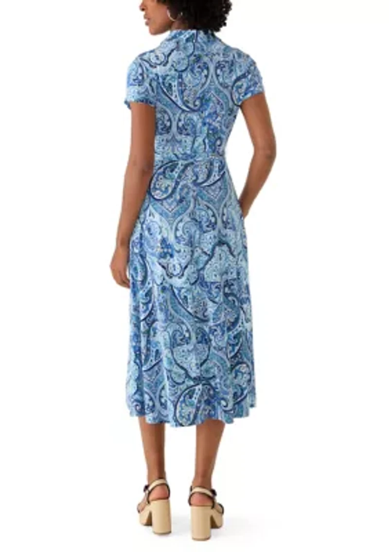 Women's Short Sleeve Zip Up Dress